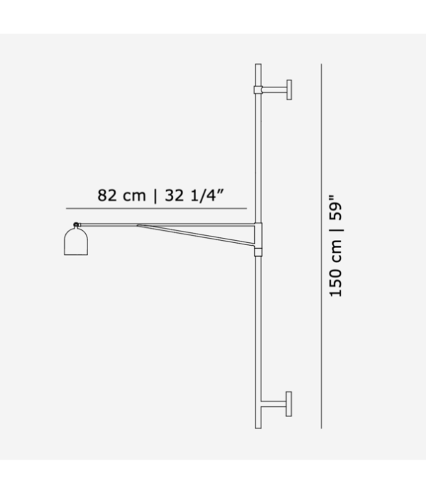 Awkward wall - Cassina x Karakter. Wandlamp, draaibaar, in hoogte verstelbaar en dimbaar via schakelaar op stekker. Zonder levertijd. - Officiële dealer.