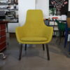 HAL - lounge chair - Vitra. Geel gestoffeerd met donker houten poten. Afmeting: B58 x D62 x H104,5 cm. Zonder levertijd bij Hartman Binnenhuisadviseurs.