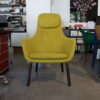 HAL - lounge chair - Vitra. Geel gestoffeerd met donker houten poten. Afmeting: B58 x D62 x H104,5 cm. Zonder levertijd bij Hartman Binnenhuisadviseurs.