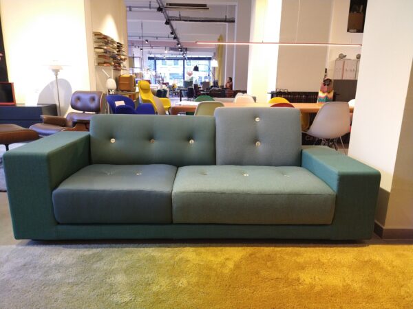 Polder Sofa - Vitra. Green mix fabrics. Speelse bank van Nederlands Design. Nu verkrijgbaar in de showroomsale bij Hartman Binnenhuisadviseurs.